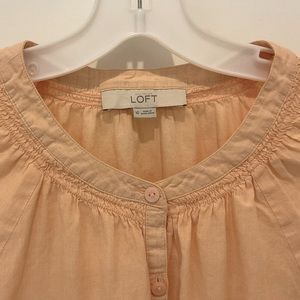 Loft Peach Peasant Blouse w Smocking XS